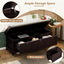 TREXM Classic Shoe Bench with Cushion and Three Drawers, Fluted Entryway Bench with Storage for Living Room, Entryway, and Hallways (Espresso)