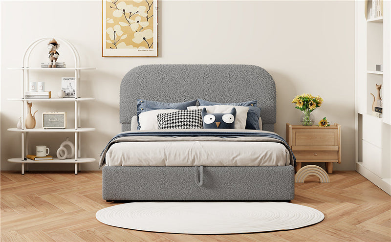 Walker Edison | Teddy Upholstered Full Size Platform Bed with Storage