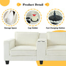 L-shaped 4-seater 105.5''*66.5'' corduroy sofa, large storage armrests with center console, USB charging, left and right seats can be switched, 2 packages of 130