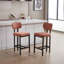 Bar Stools Set of 2, 26 inch Modern Upholstered Fabric Counter Height Barstools, Kitchen Island Chairs with Black Metal Legs for Dining Room/Kitchen Island/Bar