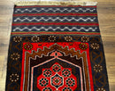 Afghan Rug 3x5, Tribal, Navy Blue, Wool, Handmade, Geometric, Rustic