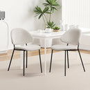 Set of 4 Upholstered Boucle Fabric Dining Chairs Mid-Century Modern Dining Chairs with Curved Backrest for Dining Room Kitchen (White)