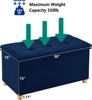 30 Inch Multifunctional Folding Storage Ottoman Navy