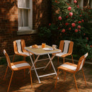 4 Piece Set Of Modern Striped Single Chairs With Folding Square Table