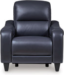 Blue Leather Wall Hugger Power Recliner With Usb Ports