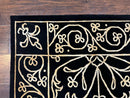 Tibetan Rug 8x10, Wool and Silk, Raised Pattern, Black and Gold, Floral