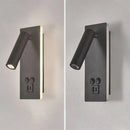 Adjustable black brass wall lamp with usb port for bedroom