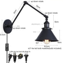 Adjustable brass gold long arm wall sconce bedroom reading light