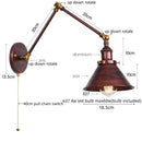 Adjustable brass gold long arm wall sconce bedroom reading light