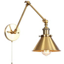 Adjustable brass gold long arm wall sconce bedroom reading light