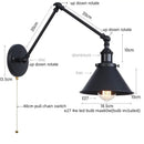 Adjustable brass gold long arm wall sconce bedroom reading light