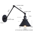 Adjustable brass gold long arm wall sconce bedroom reading light