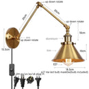 Adjustable brass gold long arm wall sconce bedroom reading light