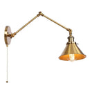 Adjustable brass gold long arm wall sconce bedroom reading light