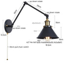 Adjustable brass gold long arm wall sconce bedroom reading light