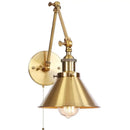 Adjustable brass gold long arm wall sconce bedroom reading light