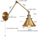 Adjustable brass gold long arm wall sconce bedroom reading light