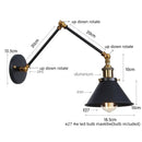 Adjustable brass gold long arm wall sconce bedroom reading light