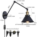 Adjustable brass gold long arm wall sconce bedroom reading light