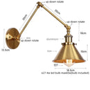 Adjustable brass gold long arm wall sconce bedroom reading light
