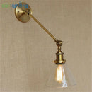Adjustable brass wall sconce with glass dome bedroom wall lamp