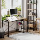 Adjustable Drafting Table with Storage Shelves and Drawer
