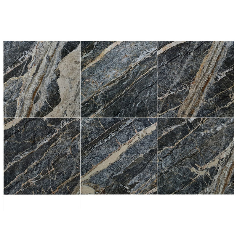 adriatic black exotic marble 24x24 polished multiple top view