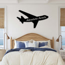 Adventure Awaits Airplane Metal Wall Art – Travel Inspirational Home & Office Decor