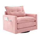 UNITED WE WIN Swivel Barrel Chair - Mid Century Modern Chair, Thick Padded Arm Chair with Solid Metal Base, Comfortable Single Sofa Chair, Swivel Accent Chair for Living Room Bedroom