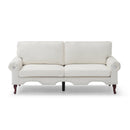 80-Inch Modern Linen 3 seat Sofa with Wooden Legs & Crystal button and Copper Nail, Tufted Backrest, Perfect for Living Room, Bedroom, or Office (Beige)