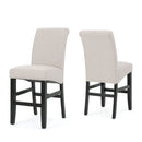 25' Contemporary Upholstered Counter Stools with Nailhead Trim (Set of 2), Wheat/Matte Black, Fabric
