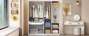4-Door Wardrobe with Shelves, Drawers, and Full-Length Mirror, White