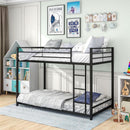 Twin Metal Low Bunk Bed With Guard Rails And Ladder