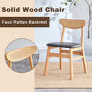 Cozy Natural Wood Color Rubberwood Dining Chair Set - 8 Pieces, Solid Wood and Rattan-Style Design, Small Curved Back, PU Cushion, And Beautiful Shape Match Perfectly With Any Room And Everyday Use.
