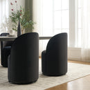 Set Of 1 Upholstered Kitchen & Dining Room Barrel Chair, Mid Century Modern Round Velvet Dining Chair, 360 Degree Swivel Comfy Armless Accent Makeup Vanity Side Chair for Bedroom Living Room