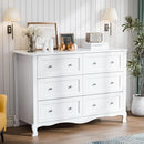 White Six Drawer Dresser Grooved Front ContouredProfile