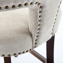 Mid Century Modern Counter Height Bar Stools Set of 2, Farmhouse Linen Fabric Upholstered Accent Chair Curved Backrest with Copper Nails around,Kitchen Chairs with Hardwood Frame, Beige