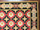 Runner Rug 4x19, Panel Design Rug, Custom Made Stark Runner Carpet, Wool, Vintage 4 x 19 Hallway Rug, European Design, Red Black Ivory Tan