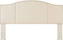 Elegant Upholstered King Size Headboard with Nailhead Trim