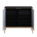 Quilla - Console Cabinet - Black, Gray & Brass