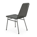 Outdoor Dining Chairs Set of 2, Rattan Backrest and Cushions, Iron Frame, Dark Brown