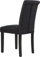 Two Upholstered Fabric Dining Chairs Button Tufting Black