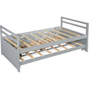Twin Size Bed with Headboard, Footboard, Trundle and Three Storage Drawers, Twin Size Pine Wood Bed with Headboard, Footboard,Grey