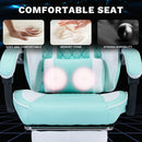 Ergonomic Video Gamer Chairs,Computer Gaming Chairs with Massage Lumbar Support and footrest,Racing Style Computer Chair Adjustable Headrest for Adults,GREEN