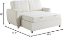Convertible Sleeper Loveseat 66 Inch Polyester Ivory
