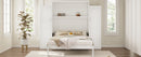 Queen Size Murphy Bed with 2 Wardrobe and Storage Shelf, Multifunctional Foldable Platform Bedframe for Guest-Room, Bedroom, White