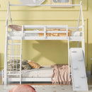 Georgiana - Twin Over Queen House Bunk Bed With Climbing Nets And Climbing Ramp