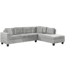 Modern Sectional Sofa with Storage Ottoman, L-Shape Couch with 2 Pillows and Cup Holders, Gray Velvet, 105 inch