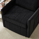 Upholstered Convertible Sleeper Sofa with 5-Position Backrest, Side Pockets, Storage, Black Chenille, 31.5'
