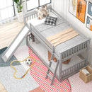 Twin over Twin Bunk Bed with Convertible Slide and Ladder, Gray(Old SKU: SM000213)